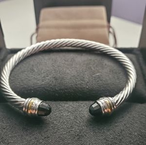 New David Yurman 14K and Sterling Onyx bracelet